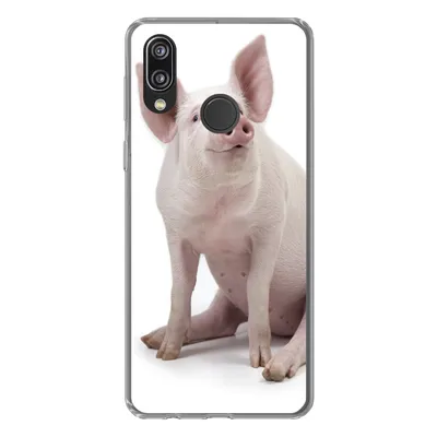 Produktbild von MuchoWow® Handyhülle Schutzhülle Hülle für Huawei P20 Lite (2020) Schwein - Bauernhoftiere - Weiß Silikon Softcase Handy Hülle - Kartenhalter