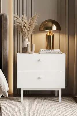 Produktbild von Skye Decor, Hochwertiger Nachttisch (3 Stück) - Saphir Eiche, 100% Melamin, Weiß