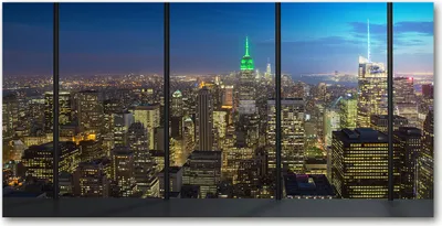 Produktbild von Tulup® Glas-Bild - 100x50 -Wandkunst - Wandbild hinter gehärtetem Sicherheitsglas  - Sehenswürdigkeiten & Architektur - New York bei Nacht - Gelb
