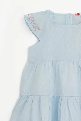 Zdjęcie produktu dla Sukienka dla dziewczynki – rozmiar 116 – niebieska – 100% bawełna – stylowa i idealna na co dzień