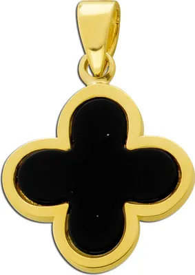 Produktbild von Kleeblatt Anhänger Gold 333 8K schwarzer Onyx Edelstein