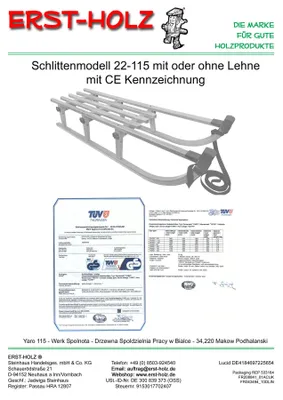 Produktbild von Davos Klappschlitten langer Holzschlitten Zubehör wählbar V-22-115
