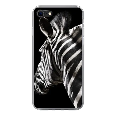 Produktbild von MuchoWow® Handyhülle Schutzhülle Hülle für iPhone SE 2020 Zebra - Tier - Schwarz - Porträt Silikon Softcase Handy Hülle - Kartenbesitzer