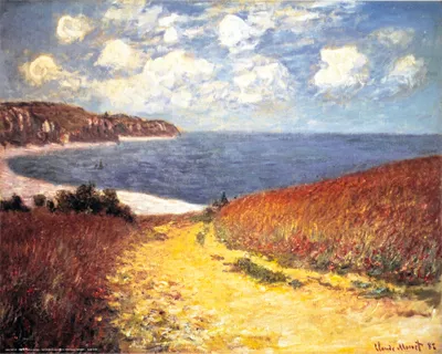 Produktbild von Claude Monet Kunstdruck Bild - Strandweg Zwischen Weizenfeldern Nach Pourville, 1882 (40 x 50 cm)