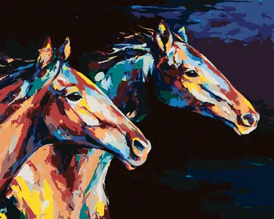 Produktbild von Diamondi - Diamond painting - ZWEI BUNTE RENNPFERDE, 40X50 cm, ohne Keilrahmen