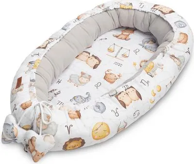 Image de SENSILLO Nid d'ange nouveau-né cocon bébé 80x45cm - Cercle animal, Gris
