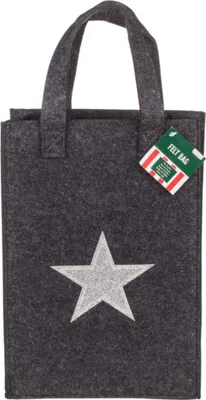 Produktbild von Graue Geschenktasche aus Filz mit Glitzermotiv Geschenktüte