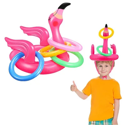 Aufblasbares Flamingo-Wurfspiel, 5-teilig, für Poolpartys