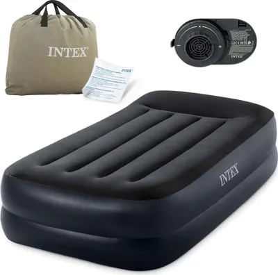 Image de Intex 64122ND Pillow Twin 1-Persoons Luchtbed 99x191x42 cm + Ingebouwde Pomp Zwart