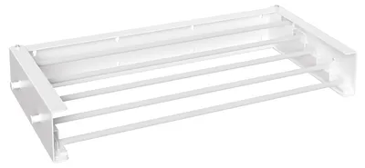 Image de Étagère à linge murale pliante Vigevee, 80 cm, séchoir mural résistant aux intempéries pour balcon, terrasse et intérieur, revêtement anti-rouille, 5 barres, capacité de charge de 25 kg, blanc