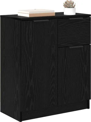 Produktbild von Monderne Sideboard 1 PC - Beistellkommode - für Esszimmer, Wohnzimmer, Küche - Schwarz Eichen-Optik 60x30x70cm Holzwerkstoff - Kommoden DE3242