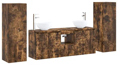 Immagine prodotto di Set di mobili da bagno, 5 pezzi, legno di quercia affumicato, dimensioni 33 x 34,5 x 100 cm