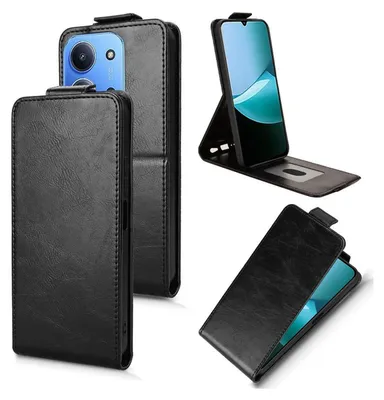 Collage of a black flip phone case for a Xiaomi Redmi 15C 5G / 4G.