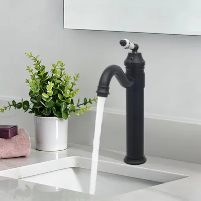 Produktbild von Badarmatur 360° drehbarer Waschtischhahn Schwarz Vintage-Waschtischhahn für das Badezimmer, Heiß- und Kaltwasserarmatur für das Badezimmer