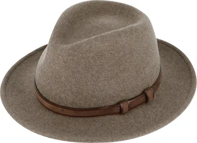 Fiebig Wollfilzhut Fedora melange waterproof und crushable in braun
