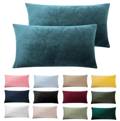 Produktbild von 2er Set Kissenbezug 40x60cm Petrol Samt Weich Flauschig