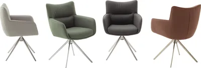 Produktbild von Limone 2 4-Fuß Stuhl, Taschenfederkern, Leder Rostbraun, drehbar, mit Armlehnen, Edelstahlgestell, 2er Set