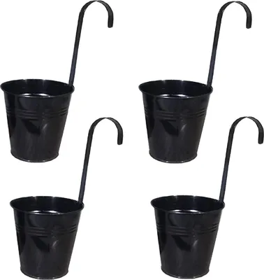 Produktbild von Blumentöpfe 4 Stück  Hängetöpfe Schwarz 16 cm