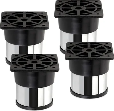 Produktbild von 4 Stück Möbelfüße Alfa II 60 mm (+ 10 mm) Ø 50 mm Chrom poliert höhenverstellbare Sockelfüße aus Stahl Sotech