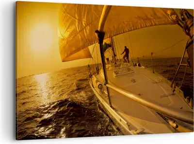 Produktbild von Bild auf Leinwand - Leinwandbild - Ozean Segelboot Yacht - 120x80cm - Wand Bild - Wanddeko - Leinwanddruck - Bilder - Kunstdruck - Wanddekoration - Leinwand bilder - Wandkunst - AA120x80-0322