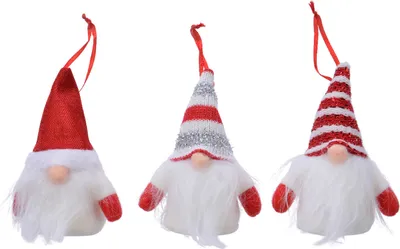 Produktbild von Christbaumschmuck Wichtel aus Textil 11cm rot / weiß 1 Stück sortiert