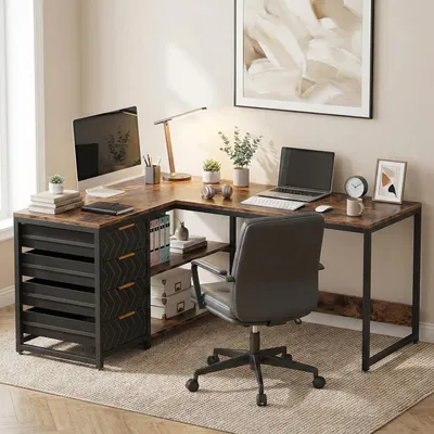 Image de Bureau d'angle - Bureau en L - Bureau de travail - Bureau informatique - Bureau d'écriture - 150x110 cm