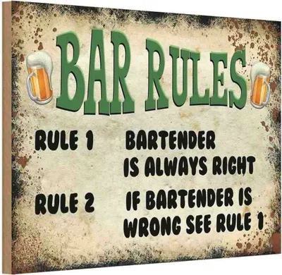 Produktbild von vianmo Holzschild 12x18 cm Bier Bar Rules Bartender always