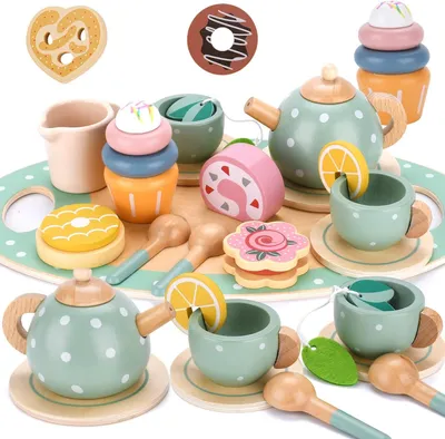 Image de Jeu de dînette en bois, 12 pièces, idéal pour les jeux de rôle
