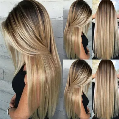 Produktbild von Hitzebeständige Frauen Blonde Perücke Synthetisches Haar Langes glattes Party-Haarteil