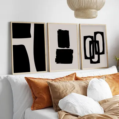 Produktbild von Wallity, Huhu236 - 50 x 70, Dekorativ gerahmtes MDF-Gemälde (3 Stück), Mehrfarbig, 100 % MDF, 50 x 70 cm