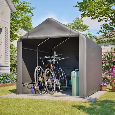 Image de Abri de jardin Tente de garage Abri pour voiture Tente en plastique Abri de jardin Garage à vélos Tente de stockage Garage de rangement Protection pour voiture et moto Abri 160 x 220 x 165 cm