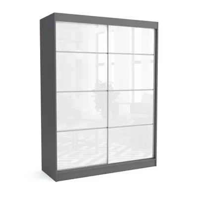 Produktbild von Kleiderschrank JULY ANTHRACITE 160 cm – Schiebetüren, Kleiderstange & Regalböden – Moderner Schrank für Schlafzimmer & Gästezimmer