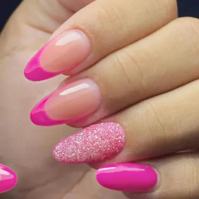 Produktbild von Künstliche Fingernägel Mandel Nude Rosa French Glitzer 24 Stück