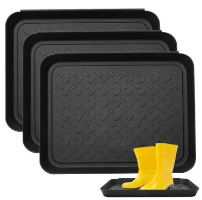Schuh-Abtropfmatte 3er-Set, 35x27,5x3 cm, schwarz, Kunststoff