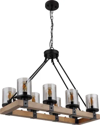 Produktbild von Hängeleuchte, Metall, Holz, rauchfarben, 8 Flammig, L 75 cm