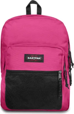 A pink Eastpak backpack is shown against a white background.
