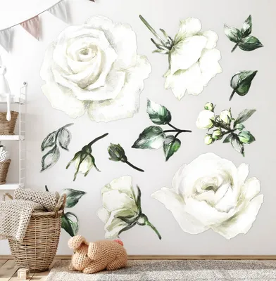 Produktbild von Leuchtende Blumen Blätter – Wandgestaltung – Wandbilder Kinder – Motivtapeten Set – Wanddekor Kinderzimmer – Selbstklebende Wandsticker – 80x137 cm