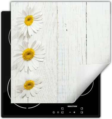 Produktbild von DarHaus Herdabdeckplatte 60x52 cm Anti Rutsch Matte Aufrollbar, weiß - Holz - Blume
