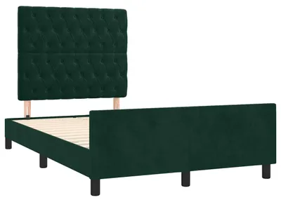 Zdjęcie produktu dla vidaXL Rama łóżka bez materaca ciemnozielona 120x190 cm aksamitna