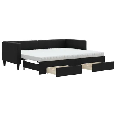 Obrázok produktu pre vidaXL Rozkladacia posteľ so zásuvkami čierna 80x200 cm Látka