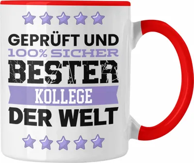 Produktbild von Trendation - Bester Kollege Der Welt Geschenk Tasse für Arbeitskollege Geburtstag Spruch Abschied Abschiedsgeschenk (Rot)