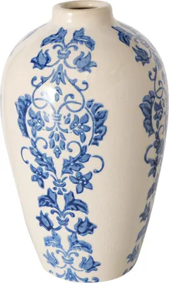 Produktbild von Boltze Dekovase "Martha" aus Keramik in blau/weiß H20cm, Vase