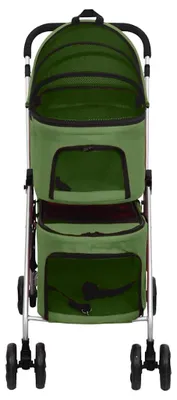 Immagine prodotto di vidaXL Carrello per 2 cani pieghevole Verde 83x48x97 cm Tessuto Oxford