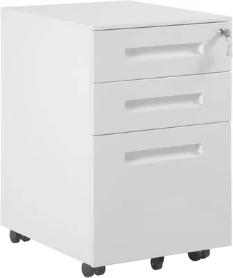 Produktbild von Metallrollcontainer mit 3 Schubladen vormontiert | Weiß | 45x39x60cm