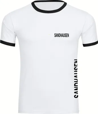 Produktbild von multifanshop Kontrast T-Shirt - Sandhausen - Brust & Seite, weiß/schwarz, Größe XL