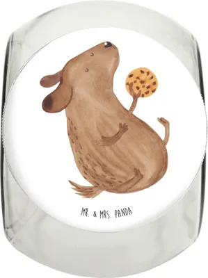 Produktbild von Mr. & Mrs. Panda Bonbonglas Hund Keks L 870ml - Weiß - Geschenk, Sprüche, Aufbewahrungsdose, Vorratsbehälter, glücklich, Leckerli, schraubglas, Hundesnacks, Keksdose