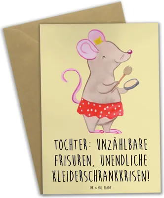 Produktbild von Mr. & Mrs. Panda babykarte Tochter Mode - Gelb Pastell - Geschenk, osterkarten, Dankeschön, Grußkarte, Jubiläen, einzigartige Designs, einladungskarten, Einfallsreichtum