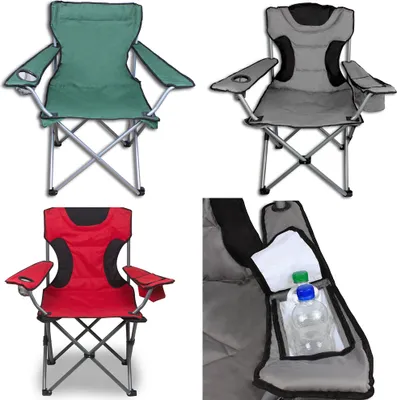 Produktbild von Campingstuhl mit Getränkehalter und integrierten Kühltasche – gepolsterter XXL Klappstuhl für Zelten, Angeln, Wandern – Faltstuhl inkl. Transporttasche