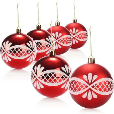 Produktbild von com-four® 6x Weihnachtskugeln, Christbaumkugeln bruchsicher aus Kunststoff für Weihnachten, Baumschmuck für den Christbaum mit Anhänger