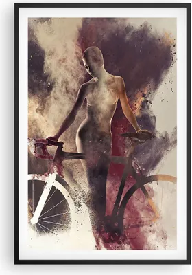 Produktbild von Gerahmtes Poster - Schwarzer Rahmen - Körper Mädchen Fahrrad Illustration - 61x91,5 cm - Wand Bild - Wanddeko - Wandbilder - Wandposter - Bilderrahmen - Bilder - Kunstdruck - Wandbild P2BPA61x91-3136